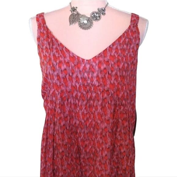 JOIE Tea Rose Red Floral Sleeveless Tiered Cotton Maxi Dress Large NWT - Picture 3 of 16